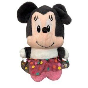 Disney Minnie Mouse Plush Pink Skirt Polka Dot Tulle 10”